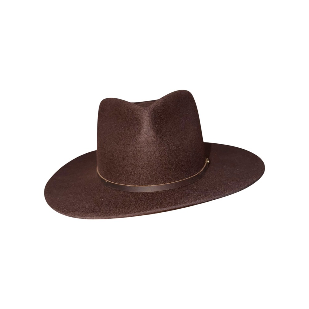 Will + Bear Cooper Coffee Fedora Hat Medium 100% Australian Wool NWT